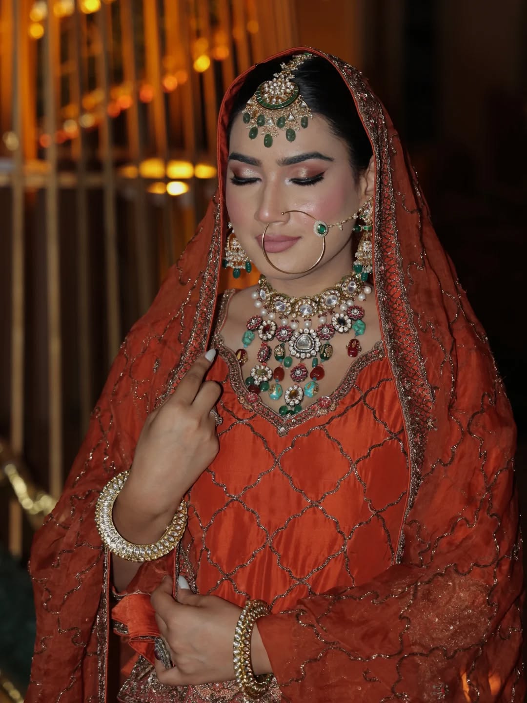 Hair Raiserz Mohali bride in full bridal hair, makeup and jewellery