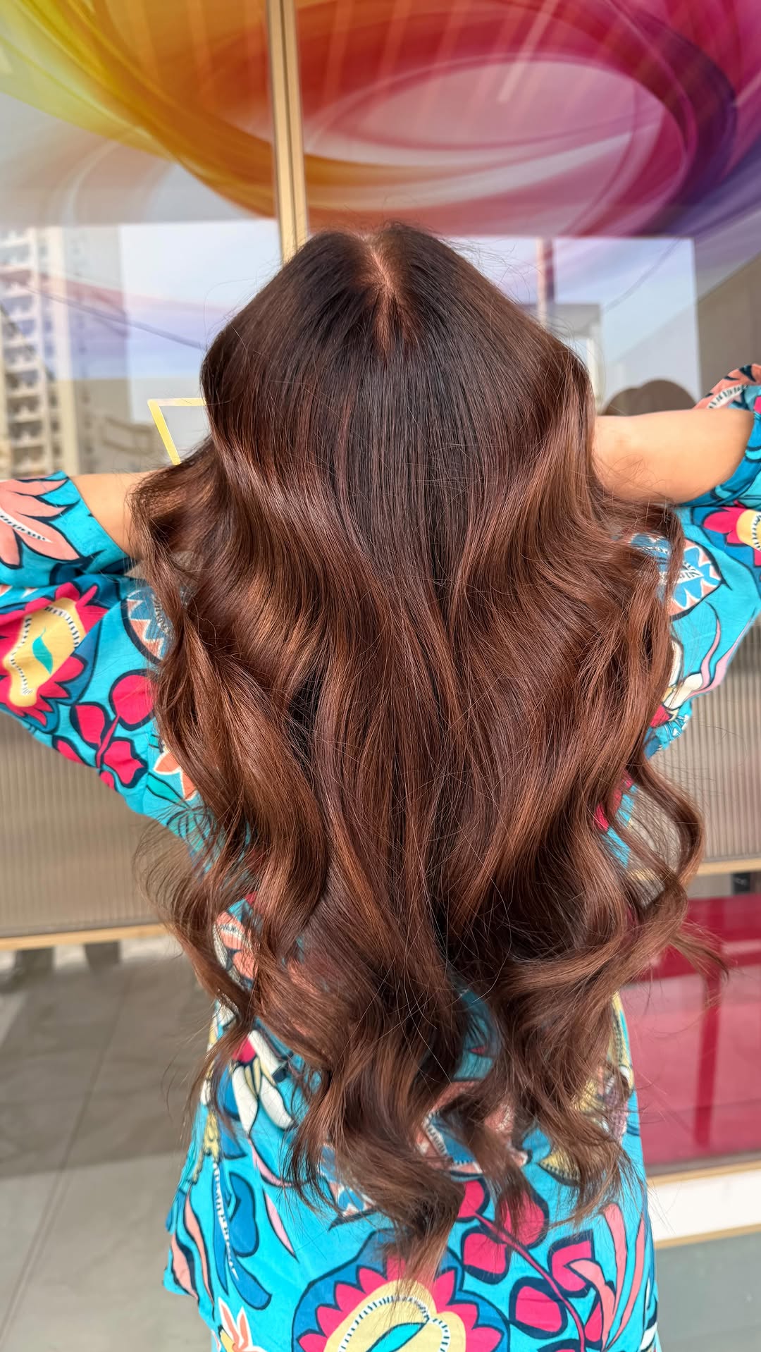 Glossy brown balayage hair colour by a Hair Raiserz Mohali senior stylist